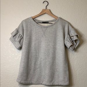 Harlow and Graham ruffled short sleeve sweatshirt